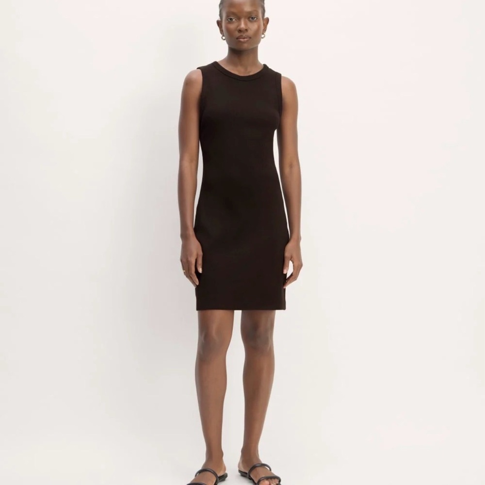 Everlane NWT Ribbed Fitted Black Sleeveless Mini Dress
